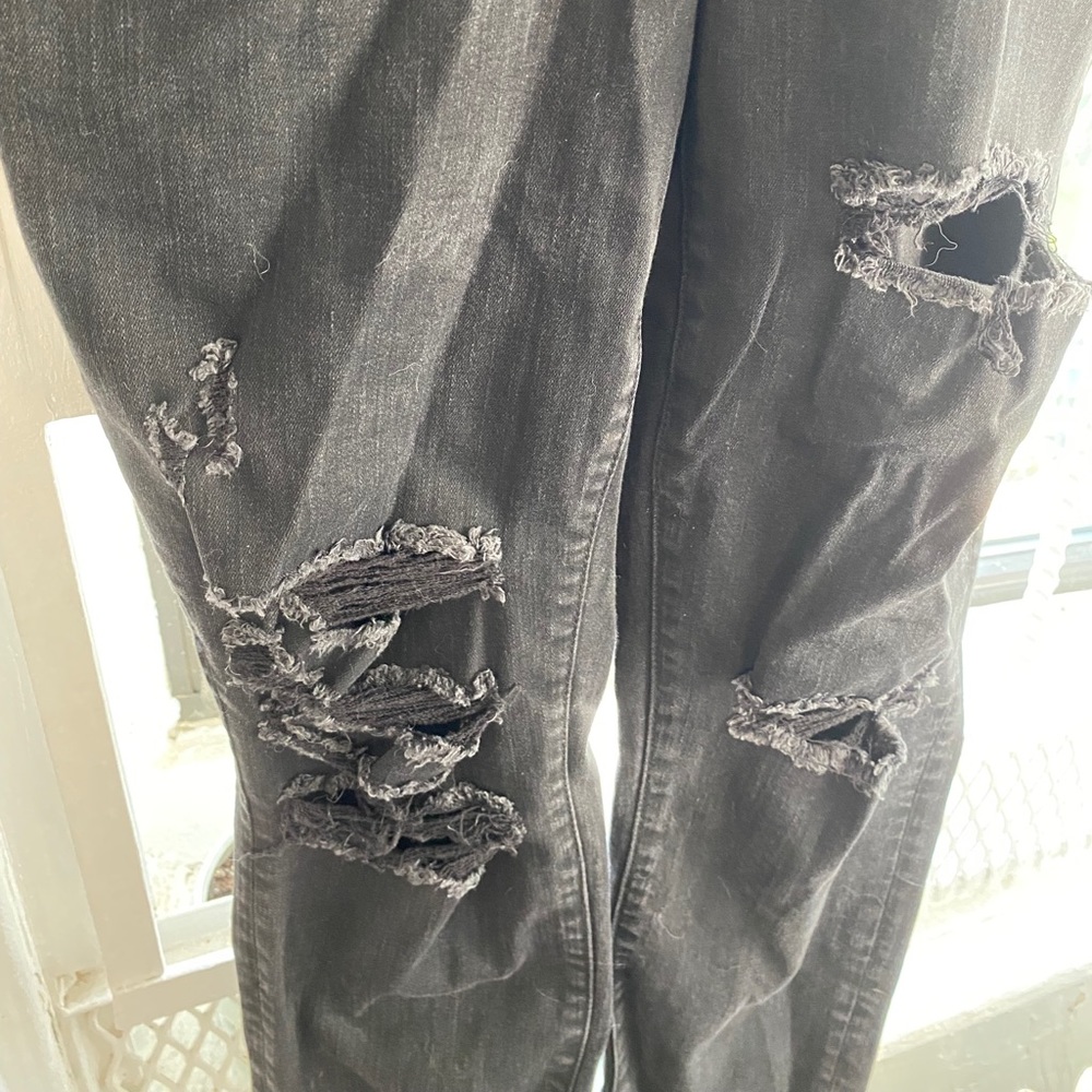 High wasted skinny black overalls - Picture 2 of 5